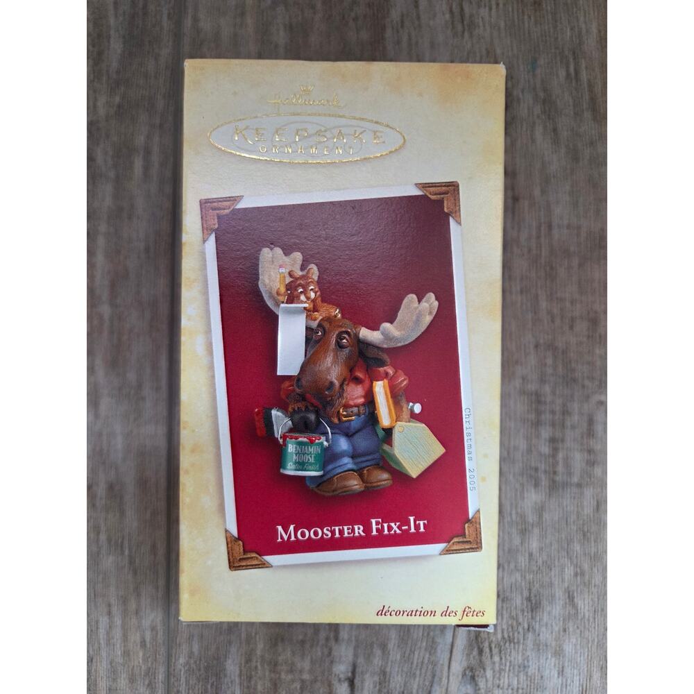 Hallmark Keepsake Mooster Fix-It 2005 Ornament Moose Handyman DIY Tool Box